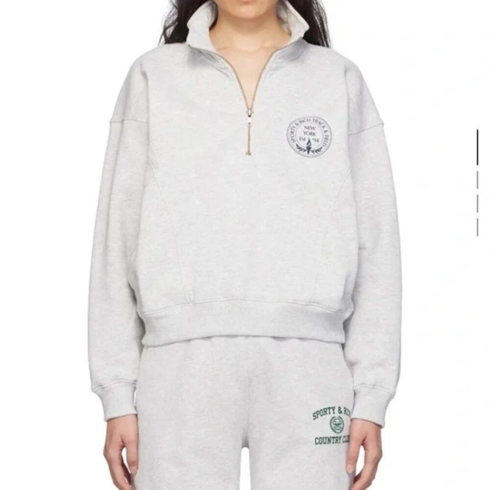 SPORTY & RICH Gray Central Park Sweater (XS)